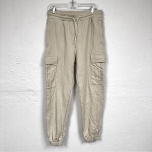 Jack & Jones Cream Cargo Jogger Sweatpants Mens M Classic Casual Cozy Athletic
